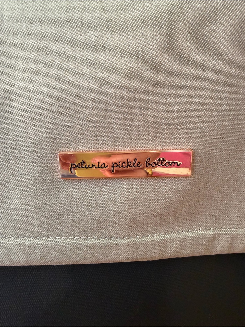 Petunia Pickle Bottom Two-Tone Creamy Taupe and Black Diaper Bag - Picture 2 of 6